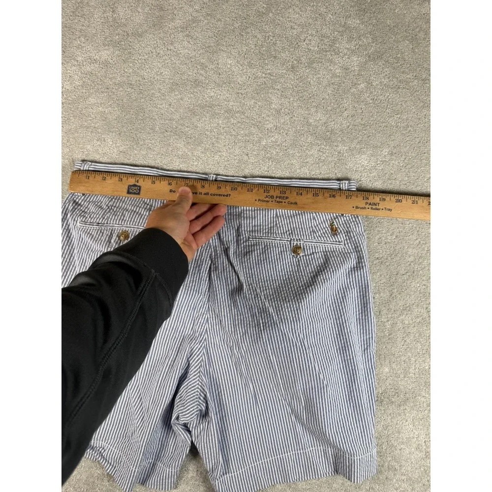 Polo Ralph Lauren Chino Shorts Mens 35 Blue Seersucker Blend Stretch Classic Fit